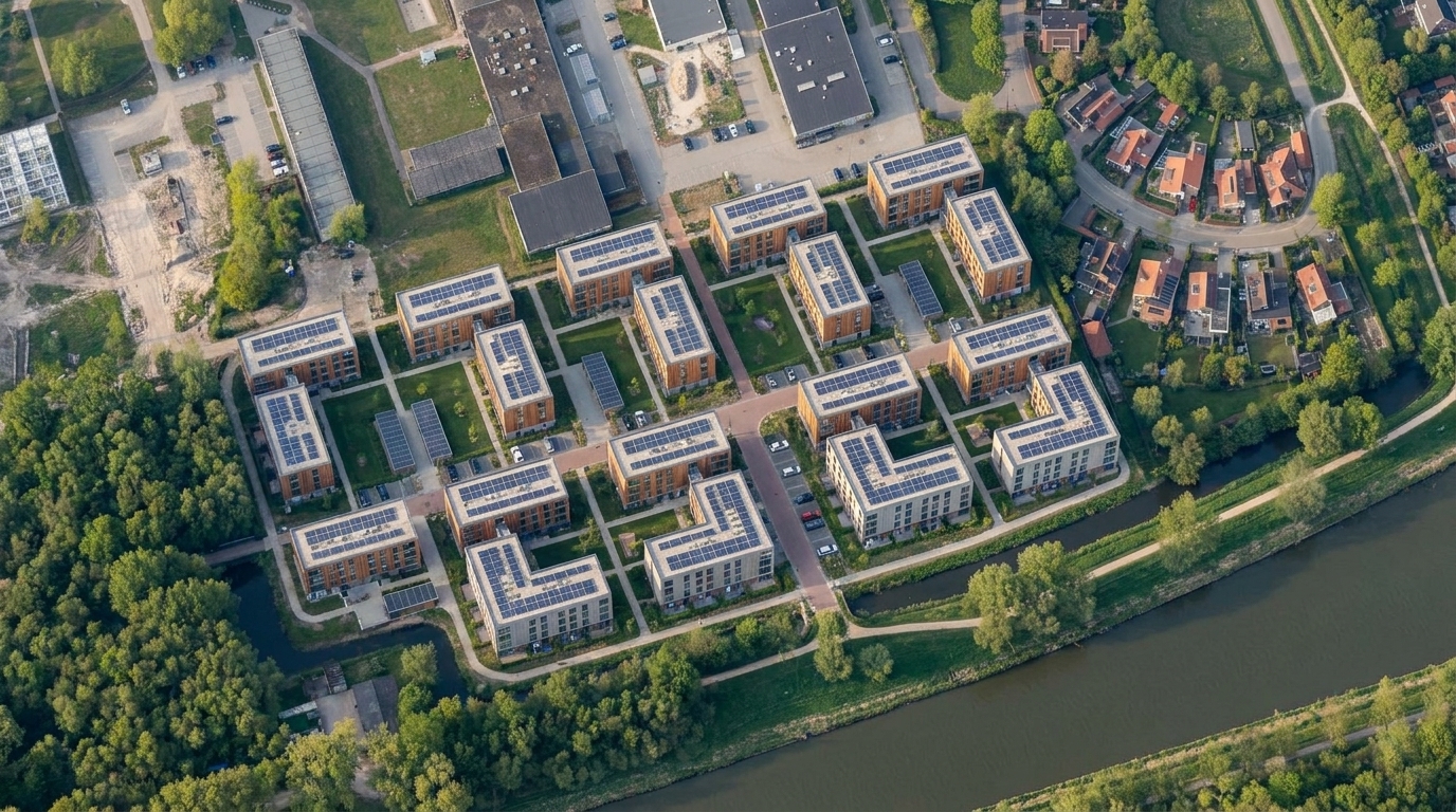 Luchtrender van het terrein van Campus ZILT met de ligging van de voorzieningen